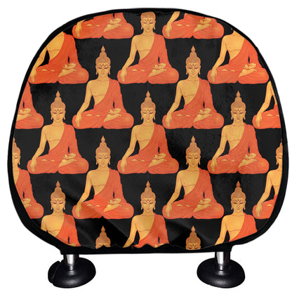 Gautama Buddha Pattern Print Car Headrest Covers
