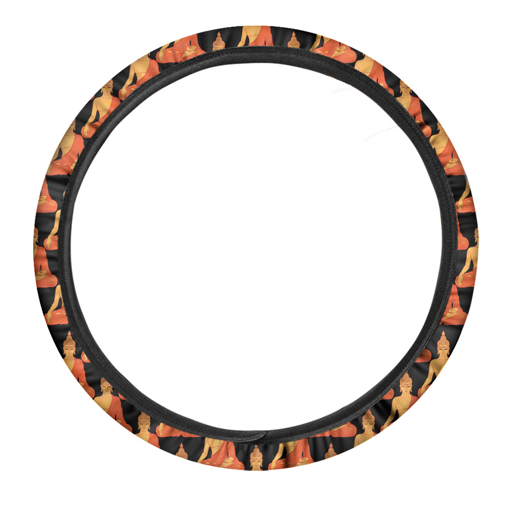 Gautama Buddha Pattern Print Car Steering Wheel Cover