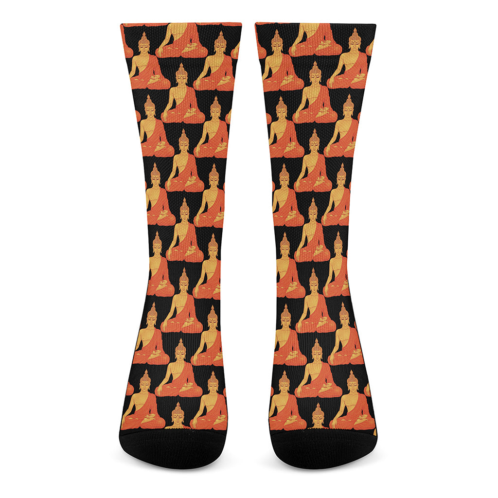 Gautama Buddha Pattern Print Crew Socks