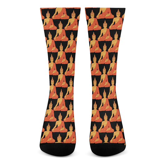 Gautama Buddha Pattern Print Crew Socks