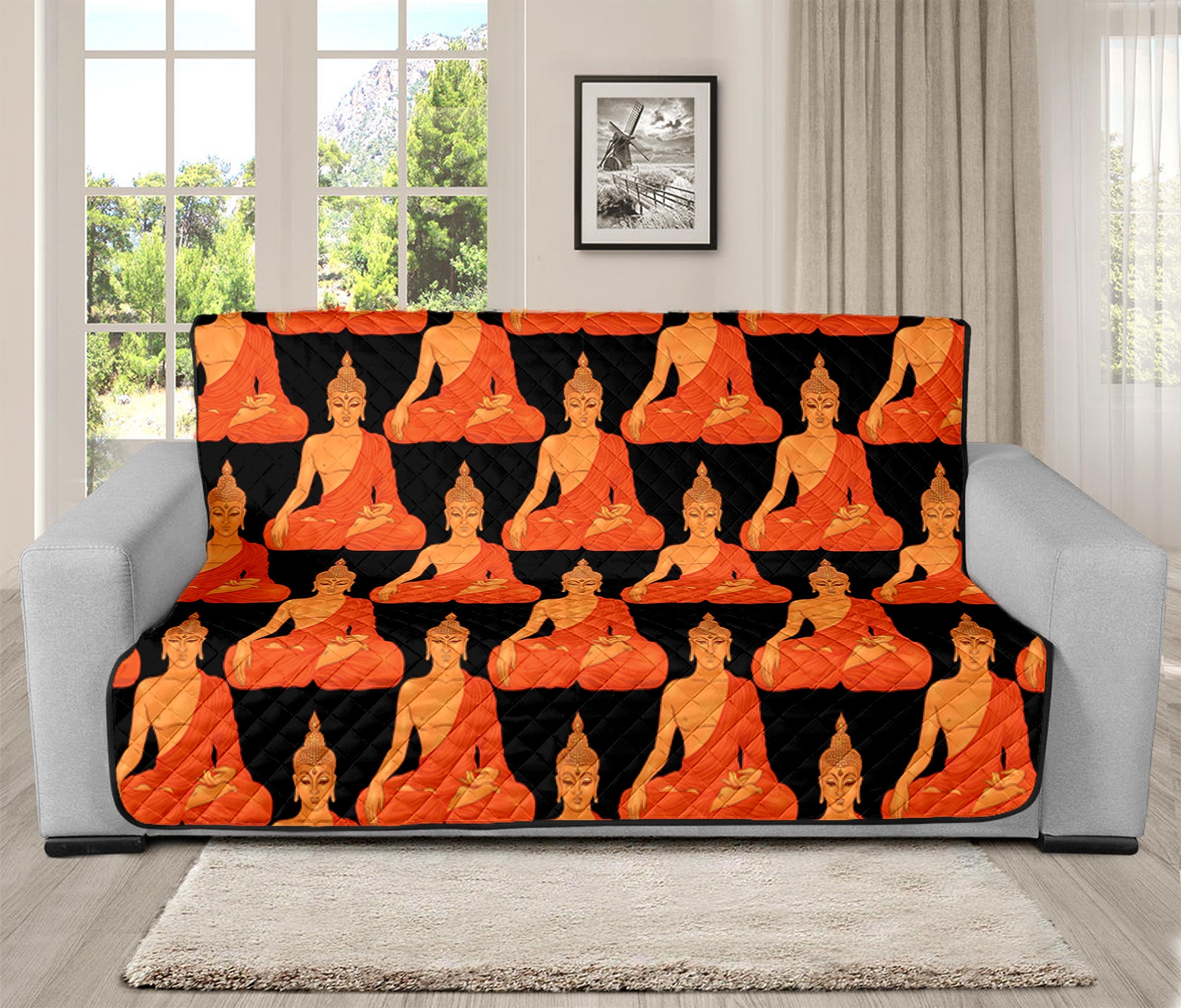 Gautama Buddha Pattern Print Futon Protector