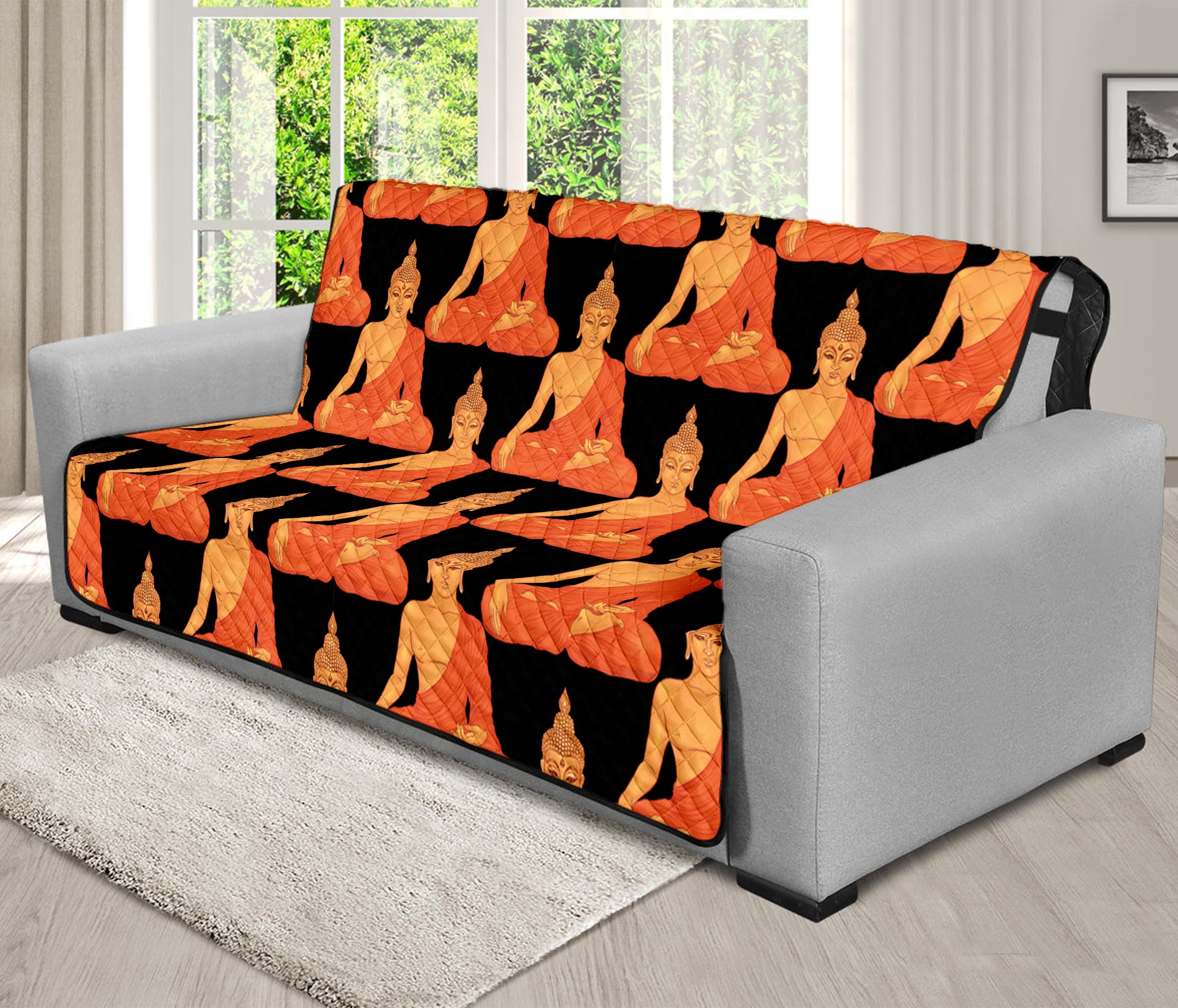 Gautama Buddha Pattern Print Futon Protector