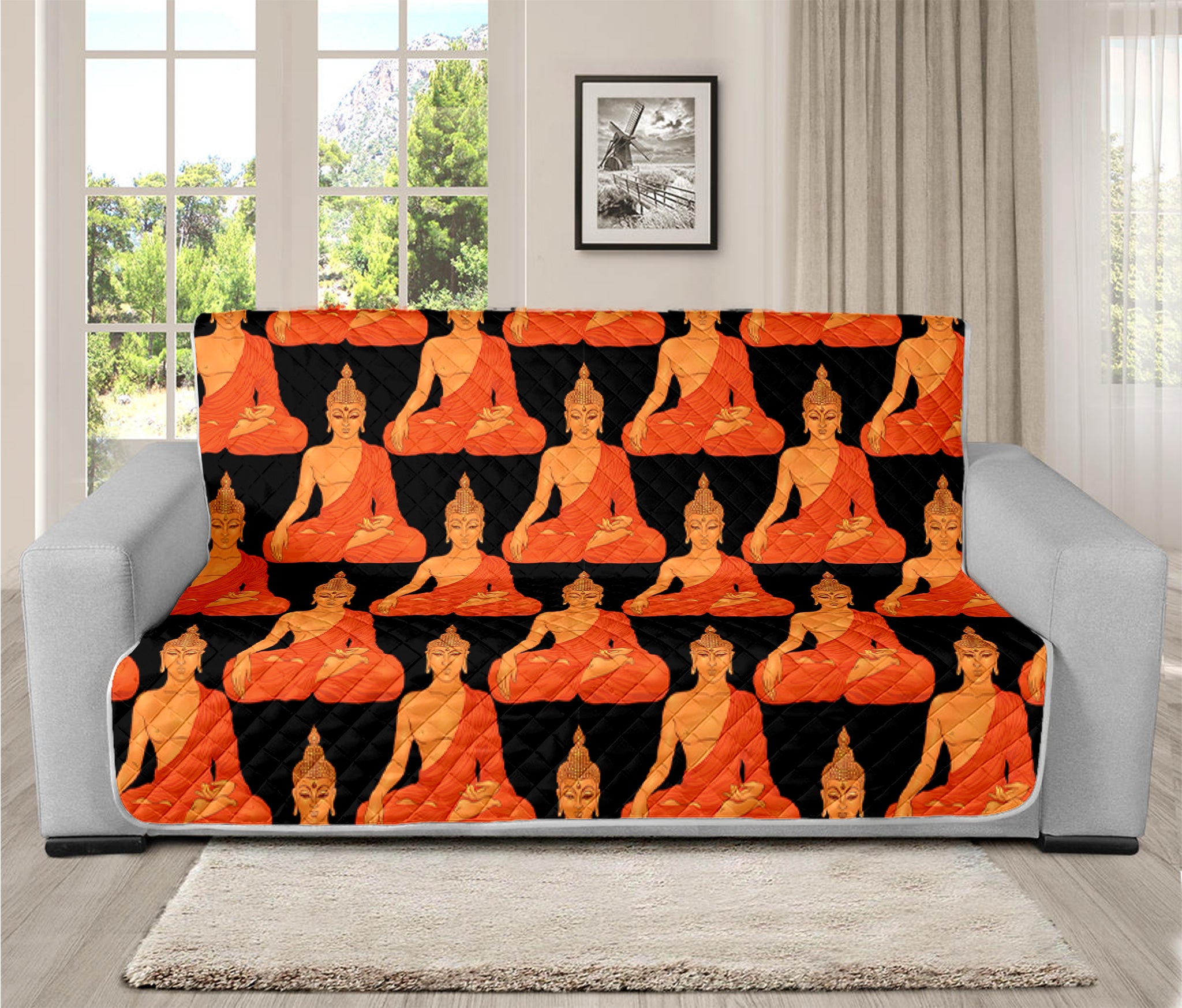 Gautama Buddha Pattern Print Futon Protector