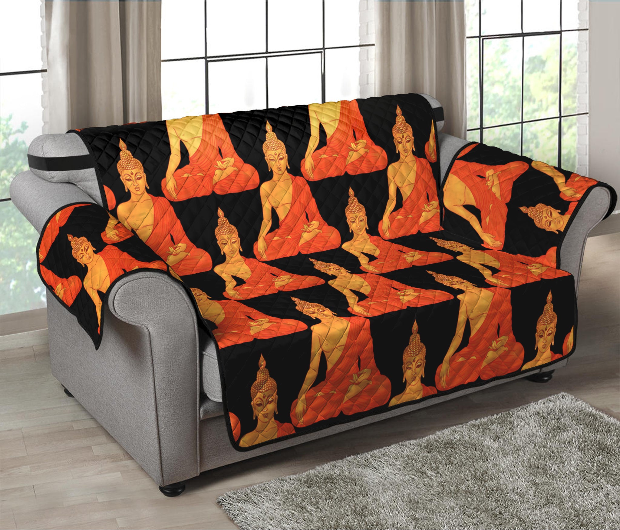 Gautama Buddha Pattern Print Loveseat Protector