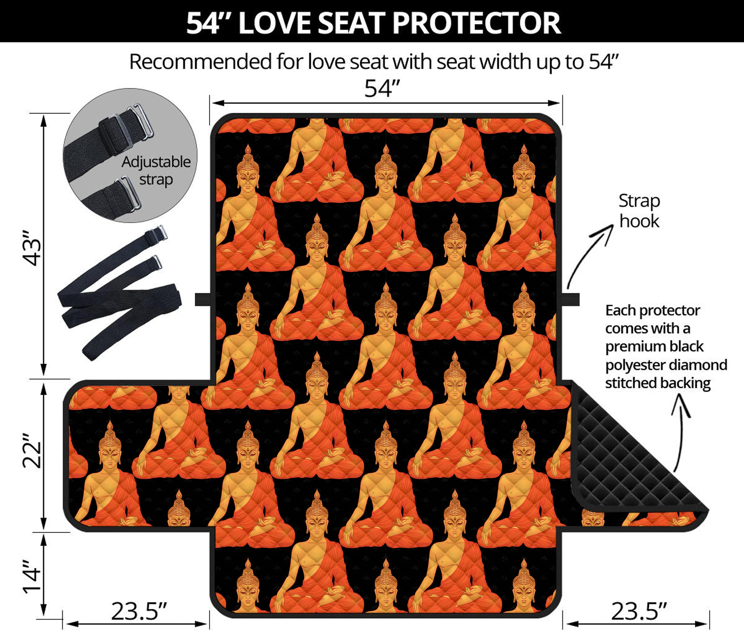 Gautama Buddha Pattern Print Loveseat Protector