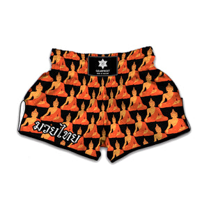 Gautama Buddha Pattern Print Muay Thai Boxing Shorts