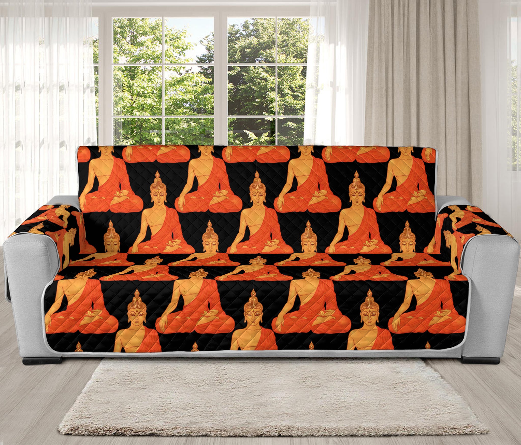 Gautama Buddha Pattern Print Oversized Sofa Protector