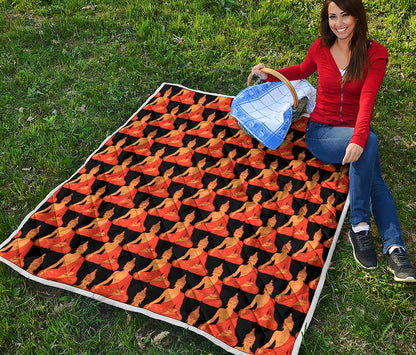 Gautama Buddha Pattern Print Quilt