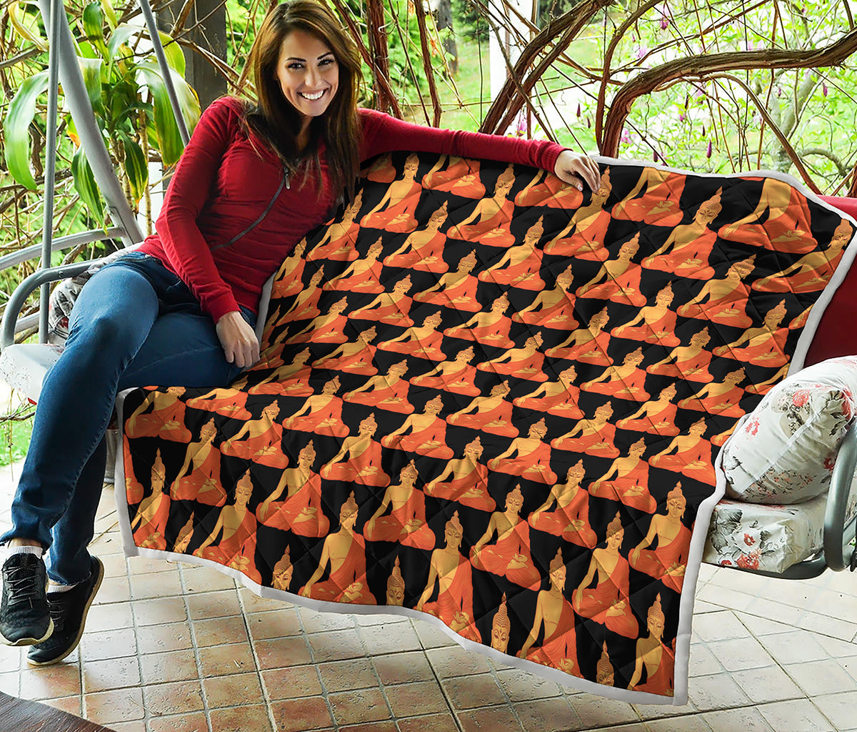 Gautama Buddha Pattern Print Quilt