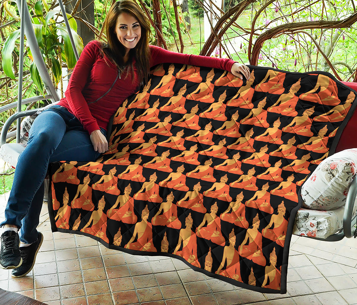 Gautama Buddha Pattern Print Quilt