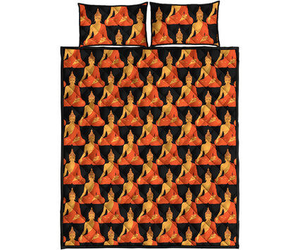 Gautama Buddha Pattern Print Quilt Bed Set