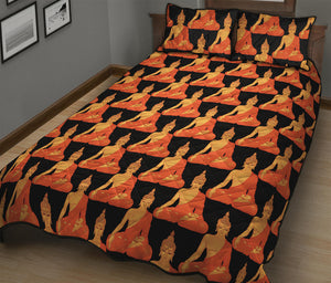 Gautama Buddha Pattern Print Quilt Bed Set