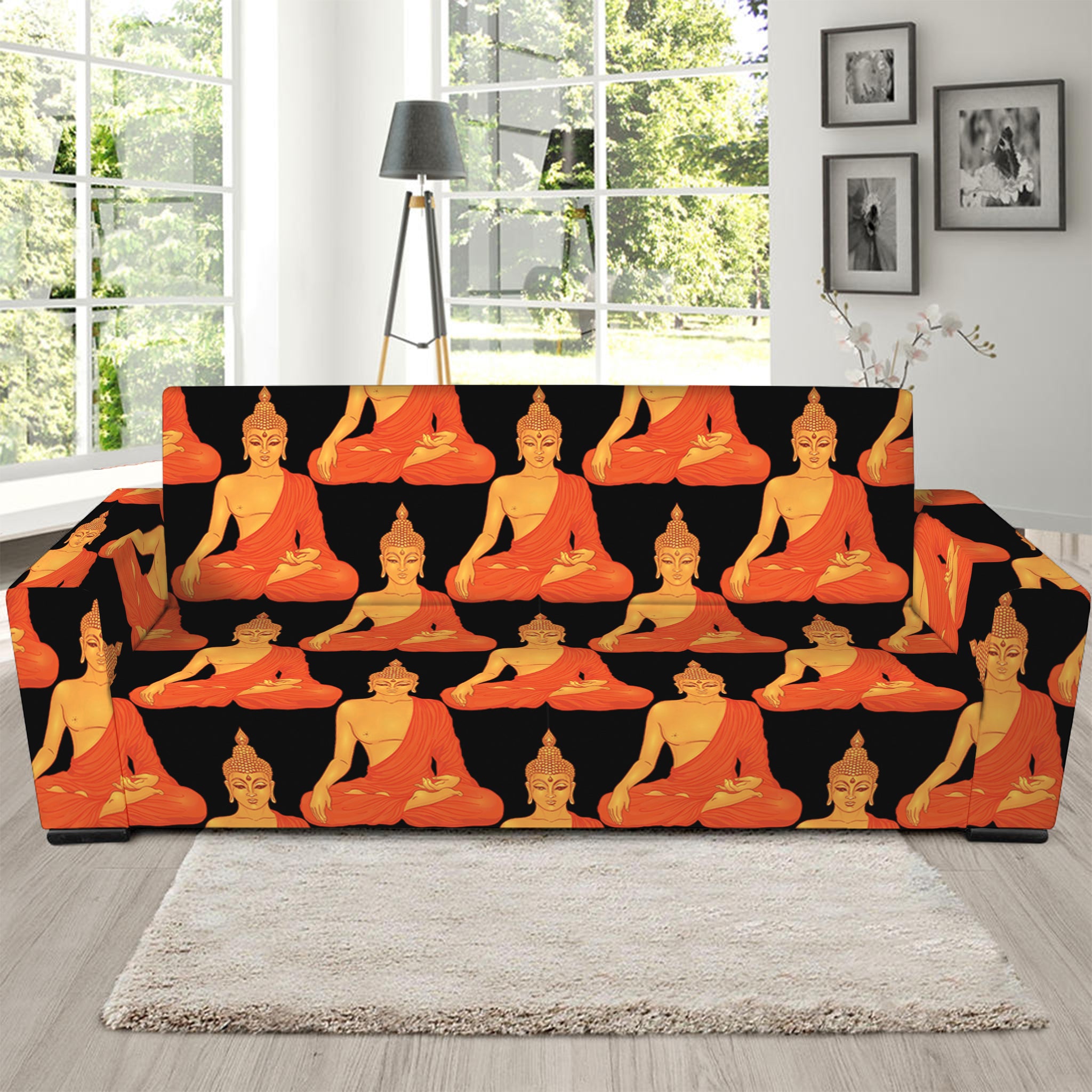 Gautama Buddha Pattern Print Sofa Slipcover