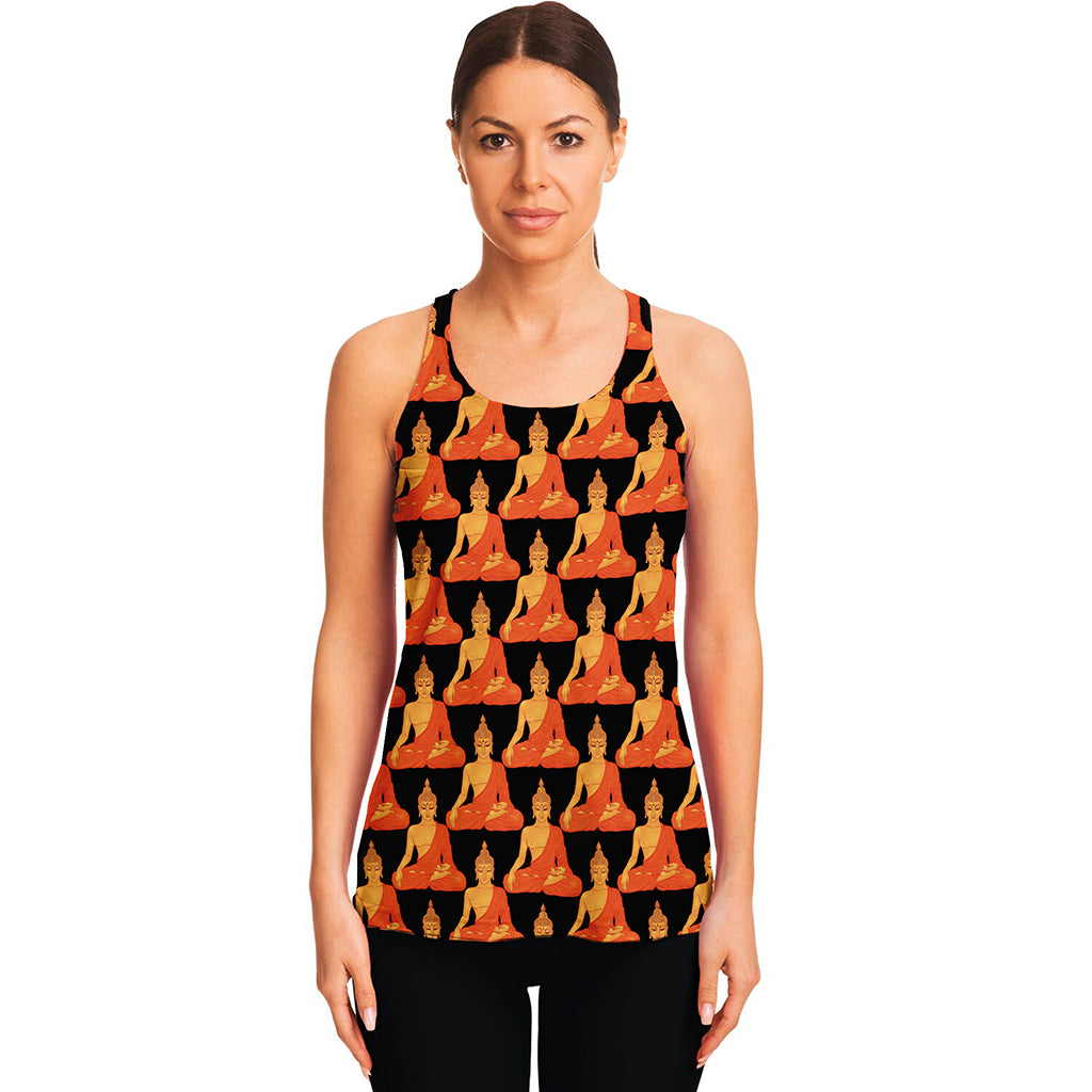 Gautama Buddha Pattern Print Women's Racerback Tank Top