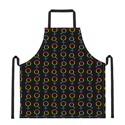 Gay Pride Gender Symbol Pattern Print Apron