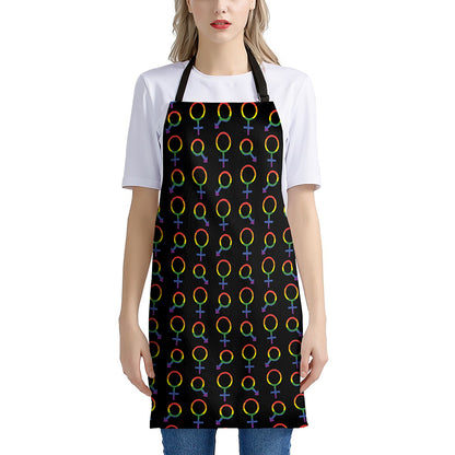 Gay Pride Gender Symbol Pattern Print Apron