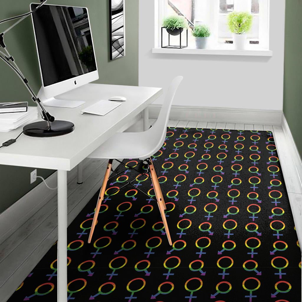 Gay Pride Gender Symbol Pattern Print Area Rug