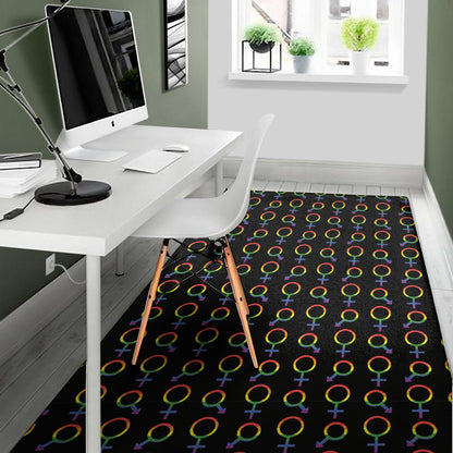 Gay Pride Gender Symbol Pattern Print Area Rug