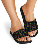 Gay Pride Gender Symbol Pattern Print Black Slide Sandals