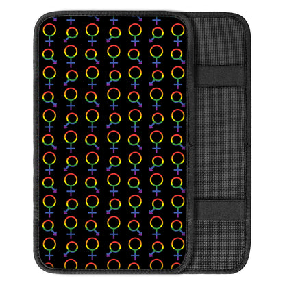 Gay Pride Gender Symbol Pattern Print Car Center Console Cover