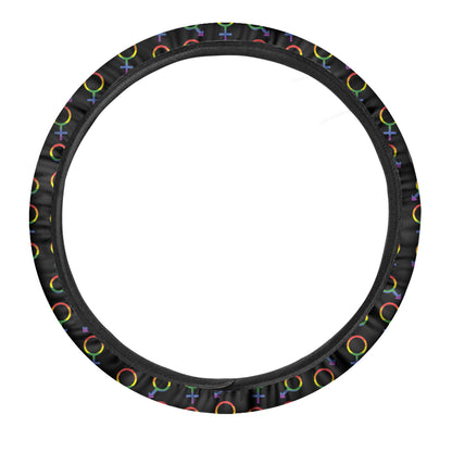 Gay Pride Gender Symbol Pattern Print Car Steering Wheel Cover