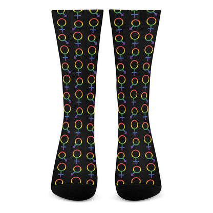Gay Pride Gender Symbol Pattern Print Crew Socks