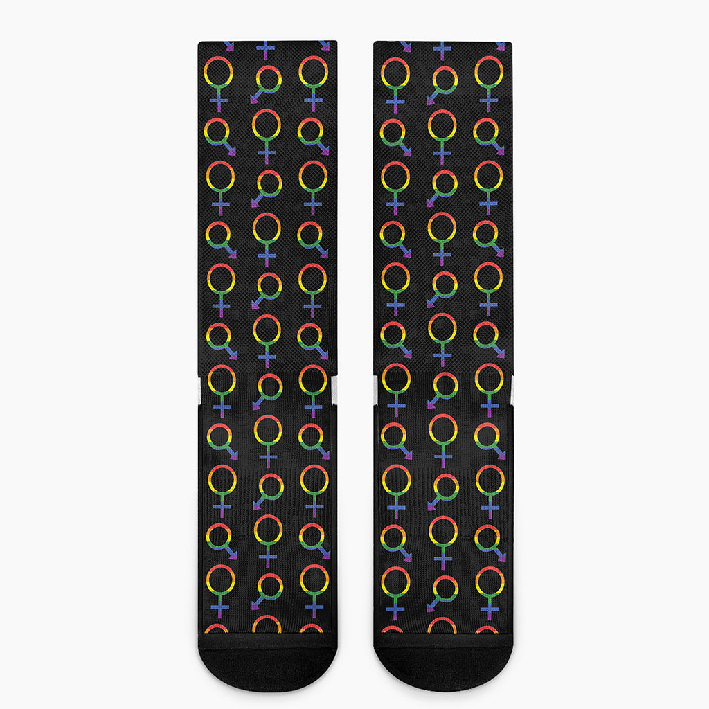 Gay Pride Gender Symbol Pattern Print Crew Socks