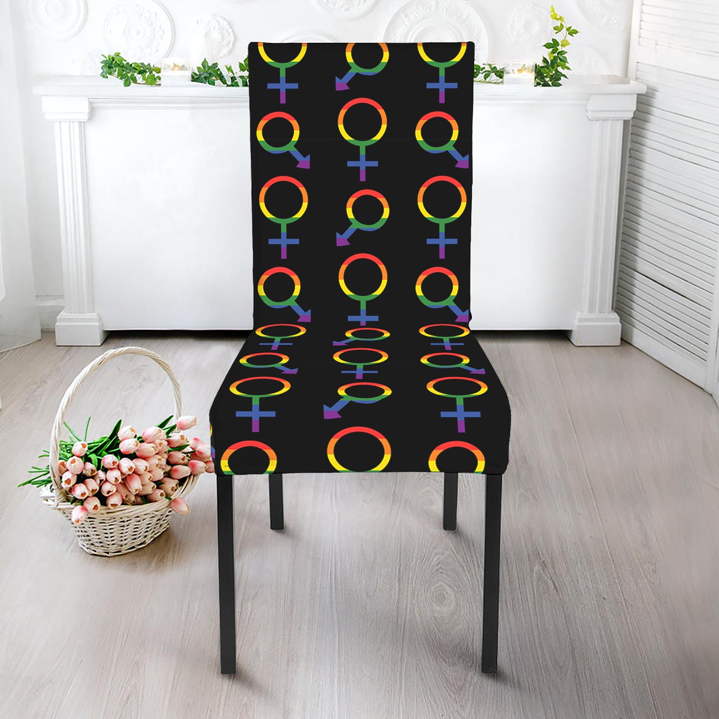 Gay Pride Gender Symbol Pattern Print Dining Chair Slipcover