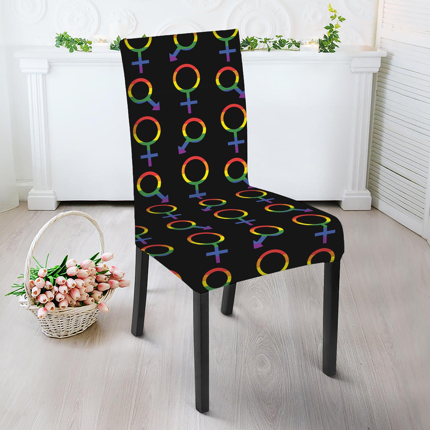 Gay Pride Gender Symbol Pattern Print Dining Chair Slipcover