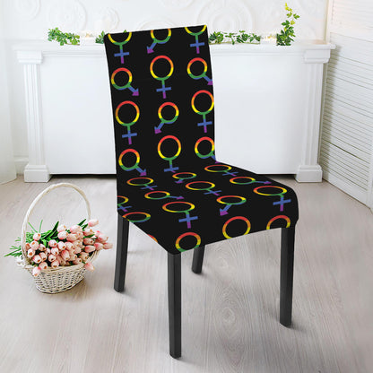 Gay Pride Gender Symbol Pattern Print Dining Chair Slipcover