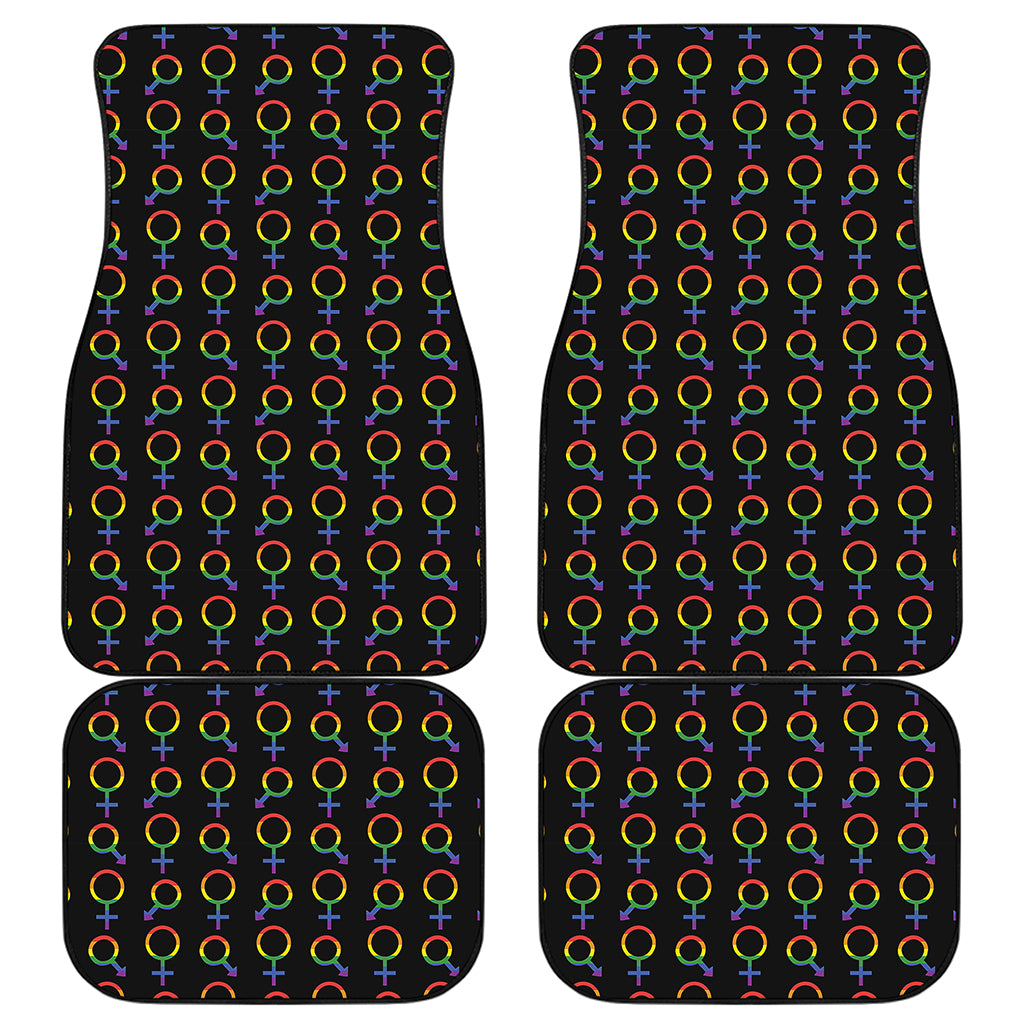 Gay Pride Gender Symbol Pattern Print Front and Back Car Floor Mats
