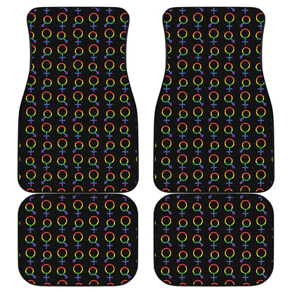 Gay Pride Gender Symbol Pattern Print Front and Back Car Floor Mats