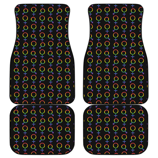 Gay Pride Gender Symbol Pattern Print Front and Back Car Floor Mats
