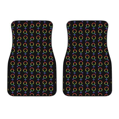 Gay Pride Gender Symbol Pattern Print Front Car Floor Mats