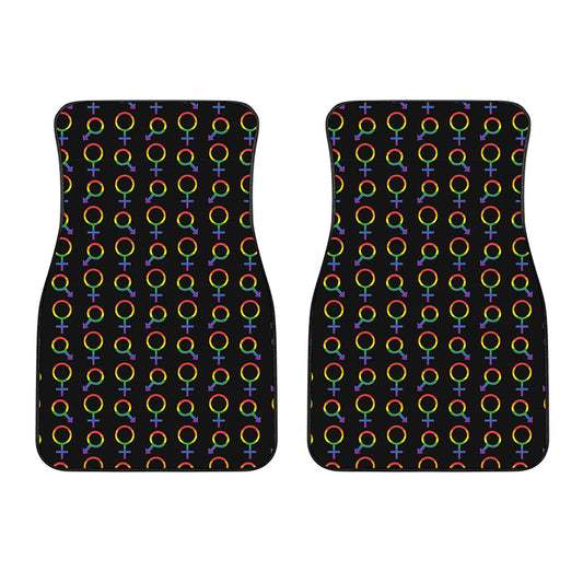 Gay Pride Gender Symbol Pattern Print Front Car Floor Mats