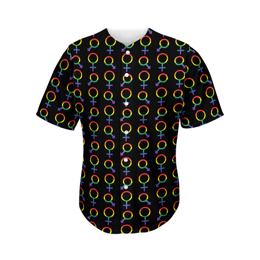 Gay Pride Gender Symbol Pattern Print Men's Baseball Jersey