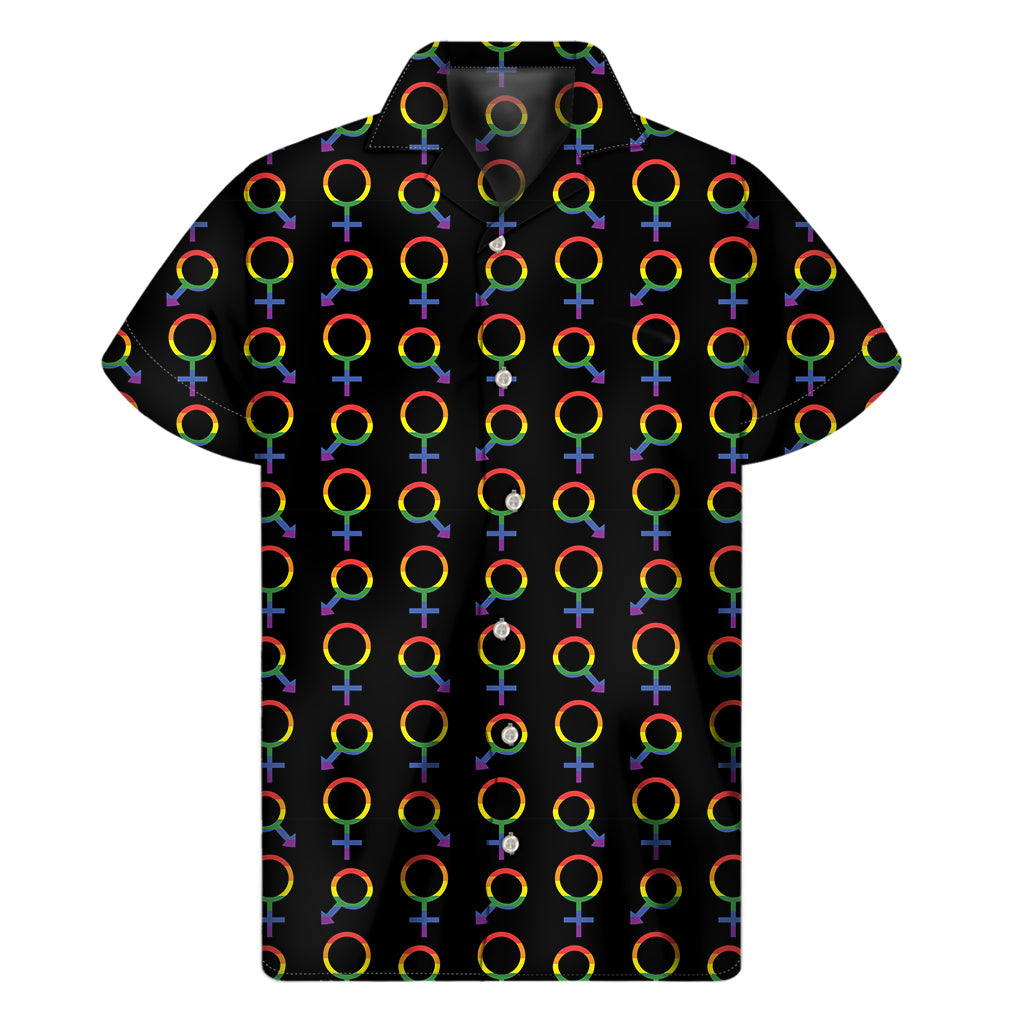 Gay Pride Gender Symbol Pattern Print Men's Short Sleeve Shirt
