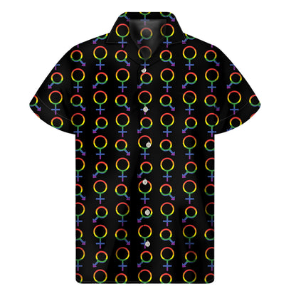 Gay Pride Gender Symbol Pattern Print Men's Short Sleeve Shirt