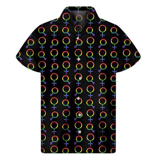 Gay Pride Gender Symbol Pattern Print Men's Short Sleeve Shirt