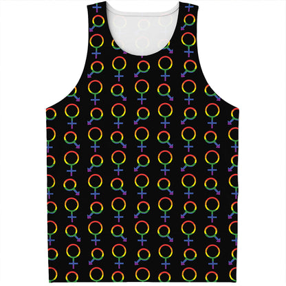 Gay Pride Gender Symbol Pattern Print Men's Tank Top