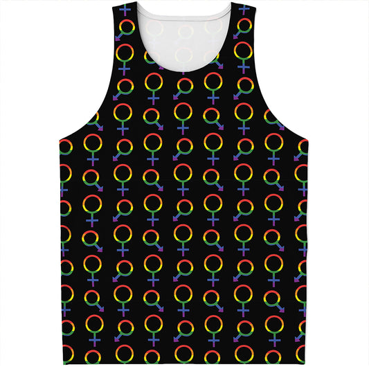 Gay Pride Gender Symbol Pattern Print Men's Tank Top