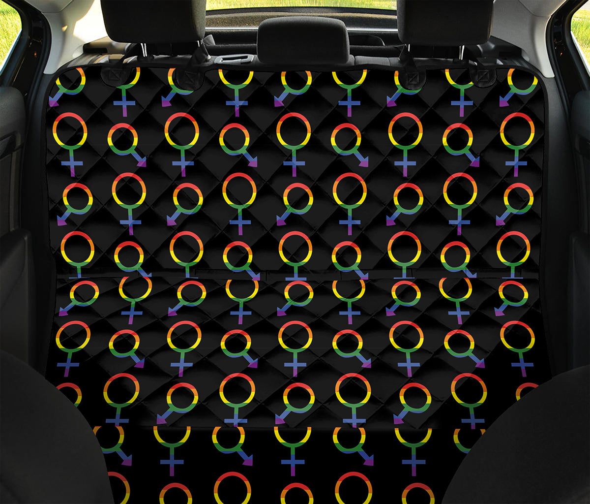 Gay Pride Gender Symbol Pattern Print Pet Car Back Seat Cover