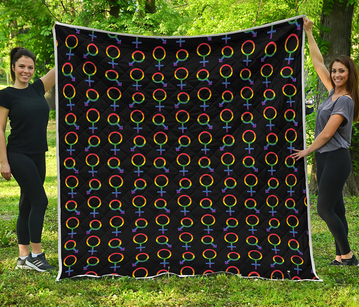 Gay Pride Gender Symbol Pattern Print Quilt