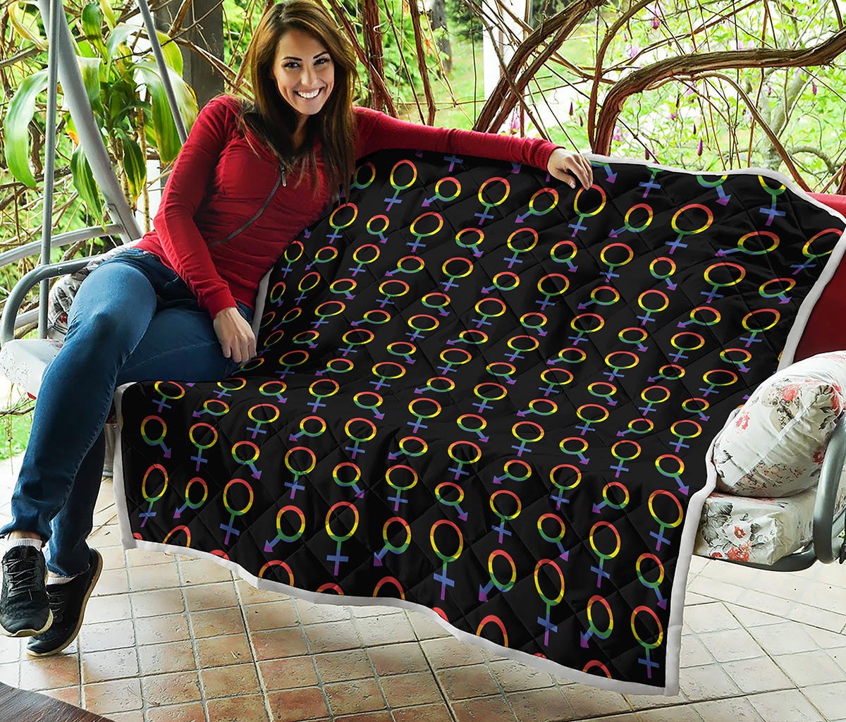 Gay Pride Gender Symbol Pattern Print Quilt