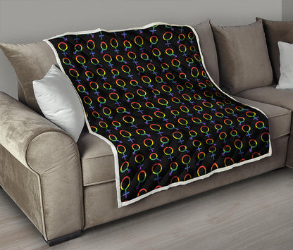 Gay Pride Gender Symbol Pattern Print Quilt