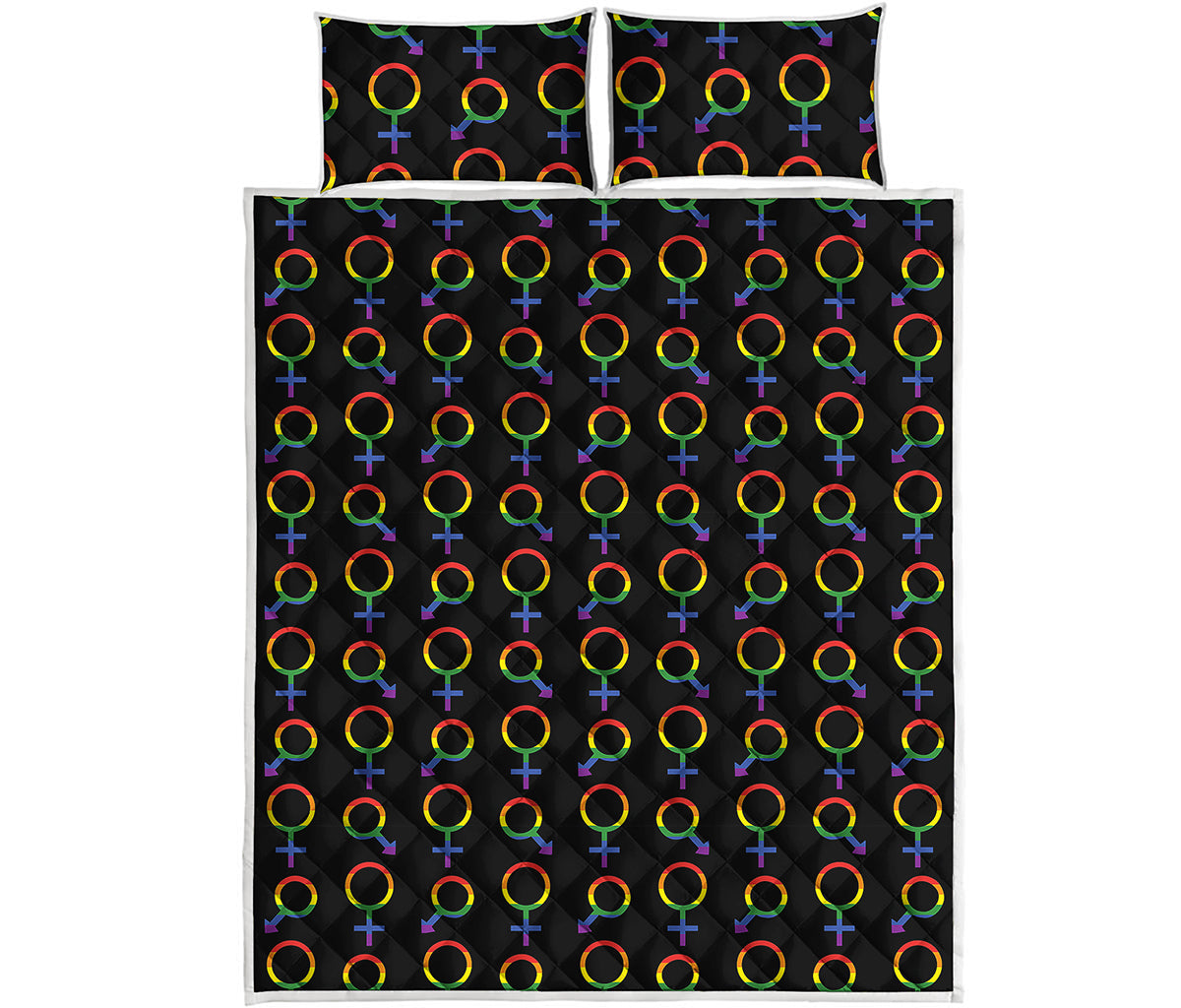 Gay Pride Gender Symbol Pattern Print Quilt Bed Set