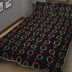 Gay Pride Gender Symbol Pattern Print Quilt Bed Set