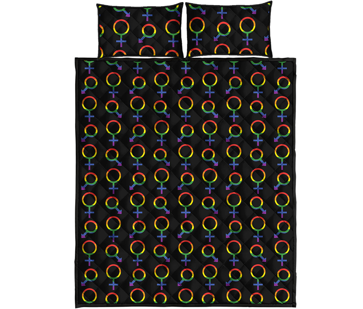 Gay Pride Gender Symbol Pattern Print Quilt Bed Set