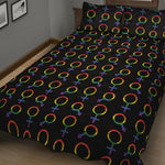 Gay Pride Gender Symbol Pattern Print Quilt Bed Set