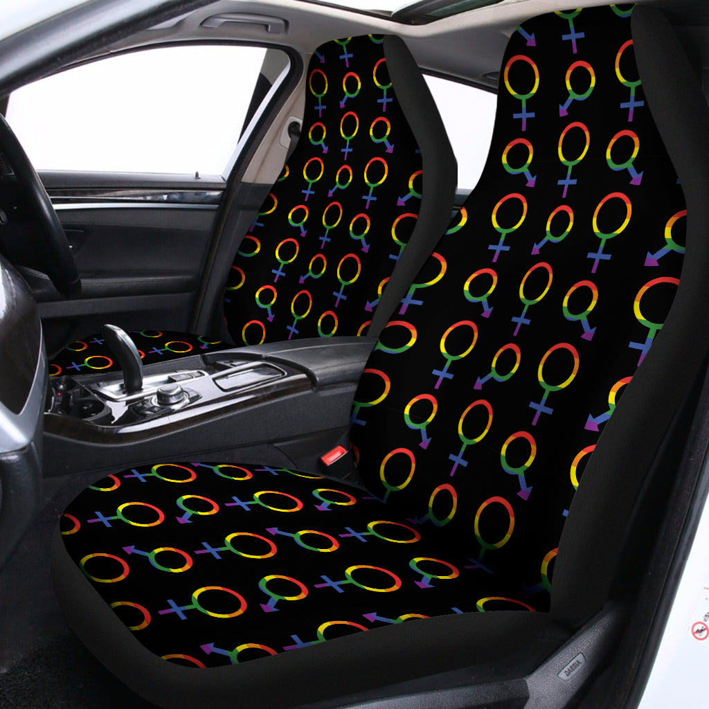 Gay Pride Gender Symbol Pattern Print Universal Fit Car Seat Covers